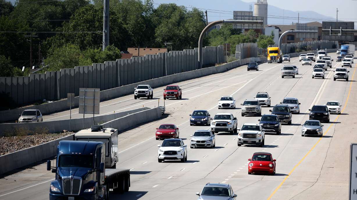 Vehicles travel on I-15 in Salt Lake City. Utah's roads are the sixth safest in the nation....