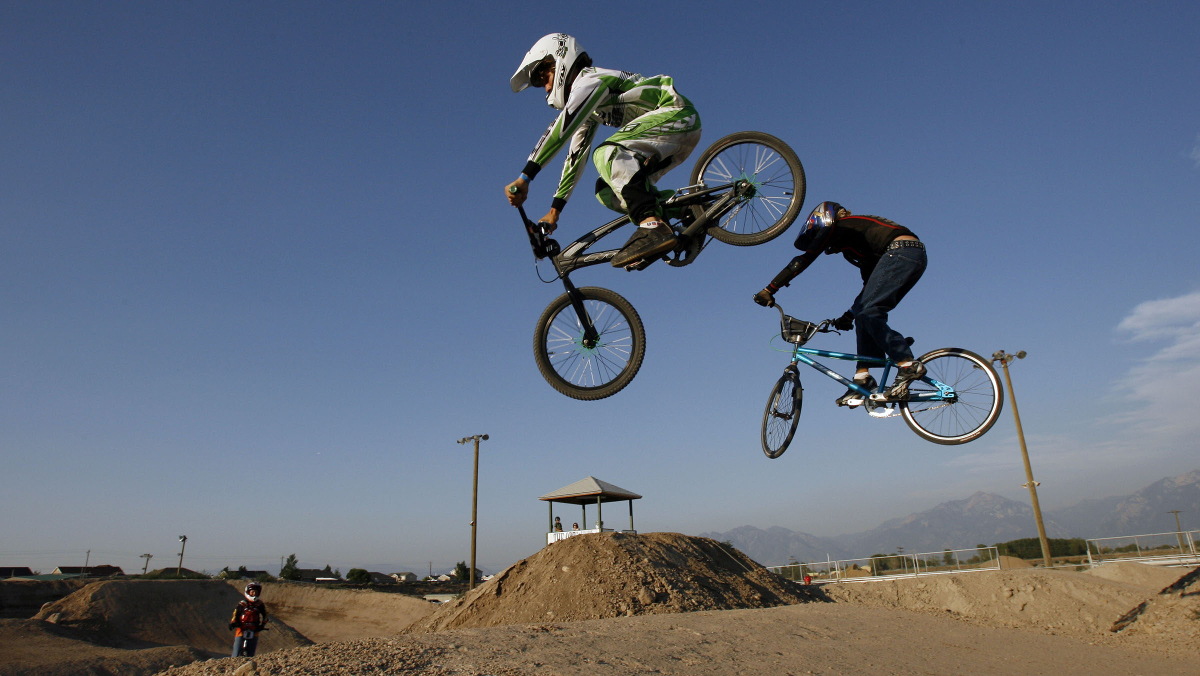 Cyclists use the BMX Olympic course in West Jordan, Utah....