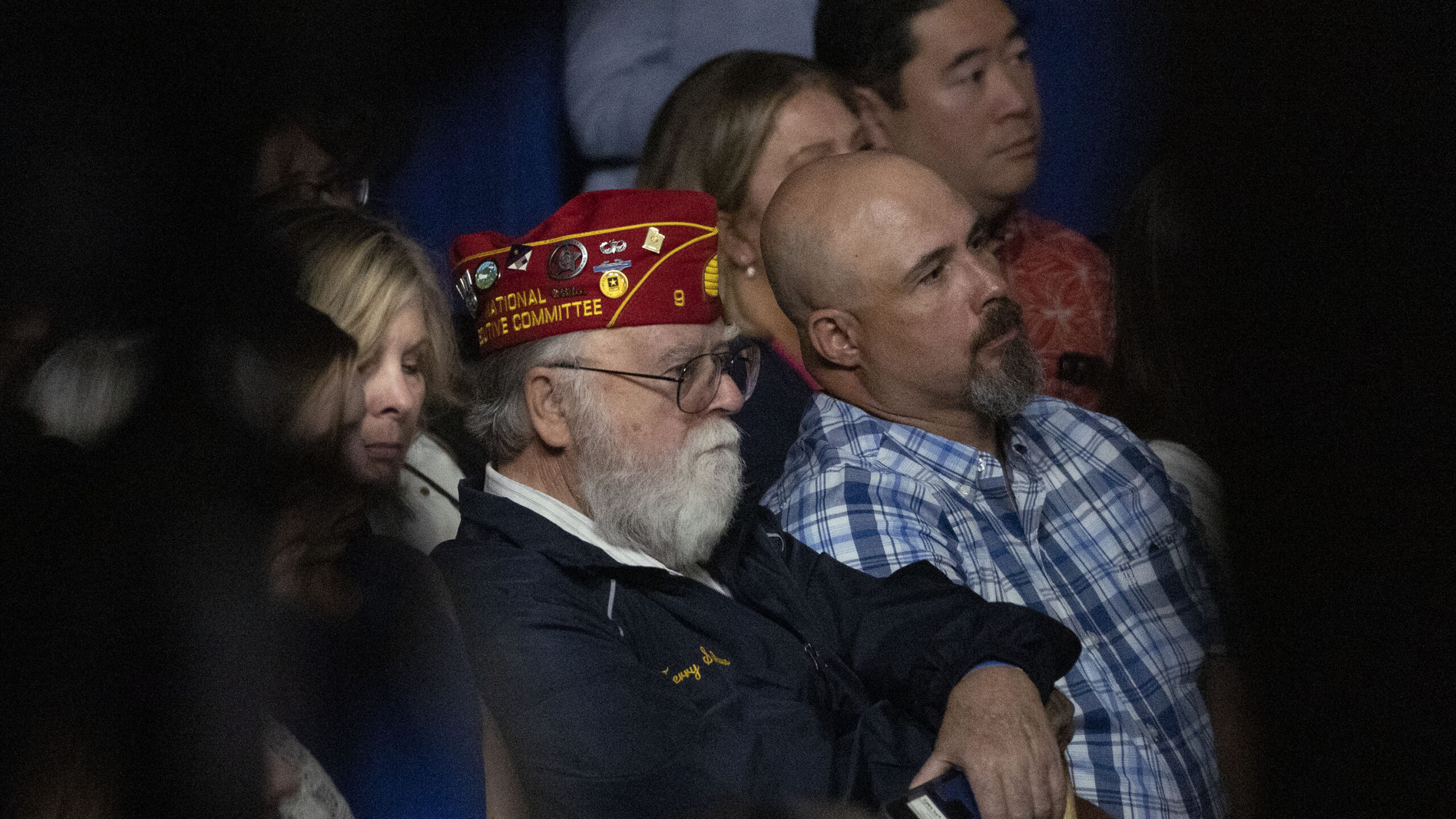 Terry Schow, retired executive director at Utah Department of Veterans Affairs, listens as Presiden...