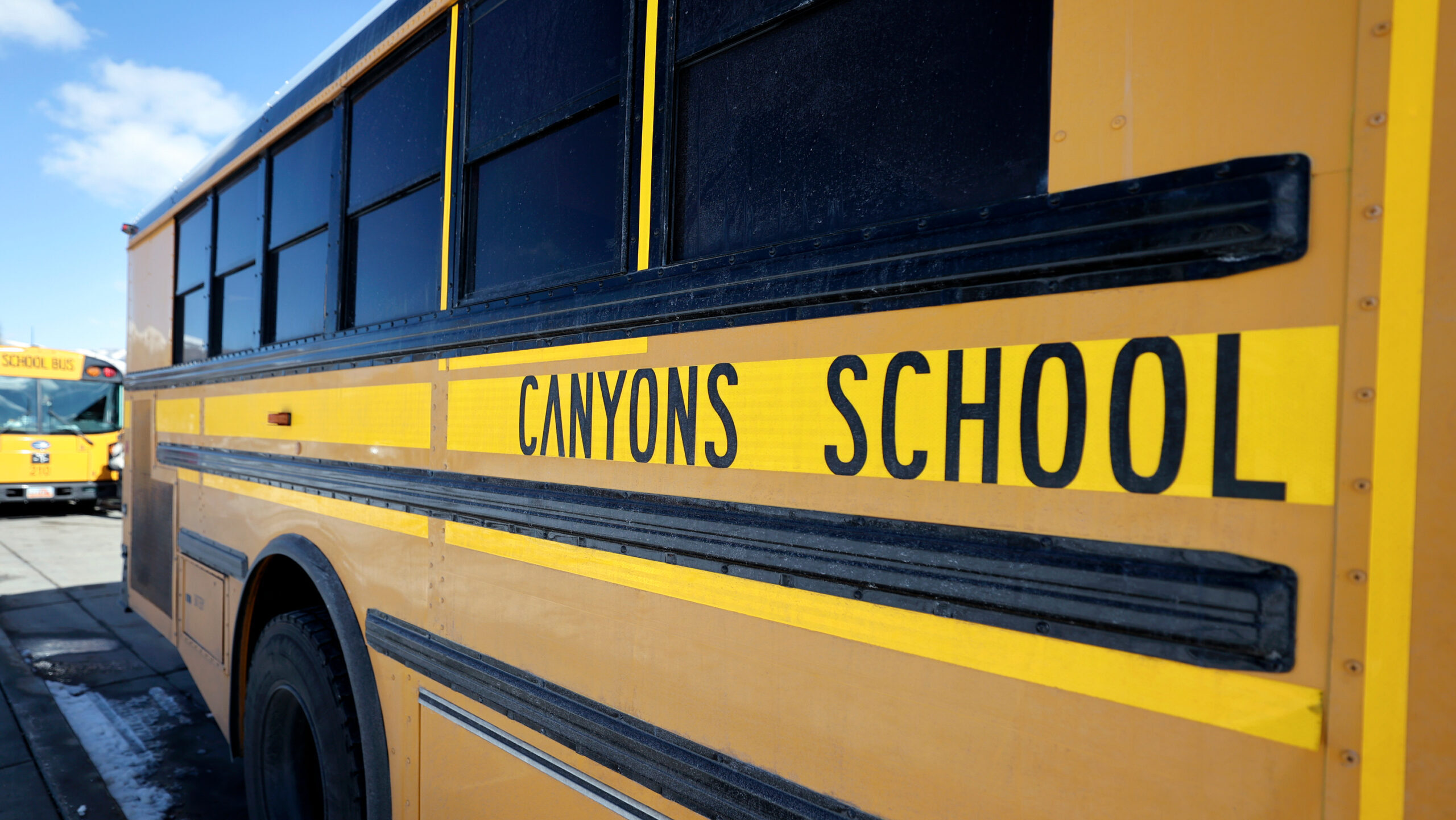 A Canyons School District bus is pictured outside of the Capitol in Salt Lake City, on Tuesday, Feb...