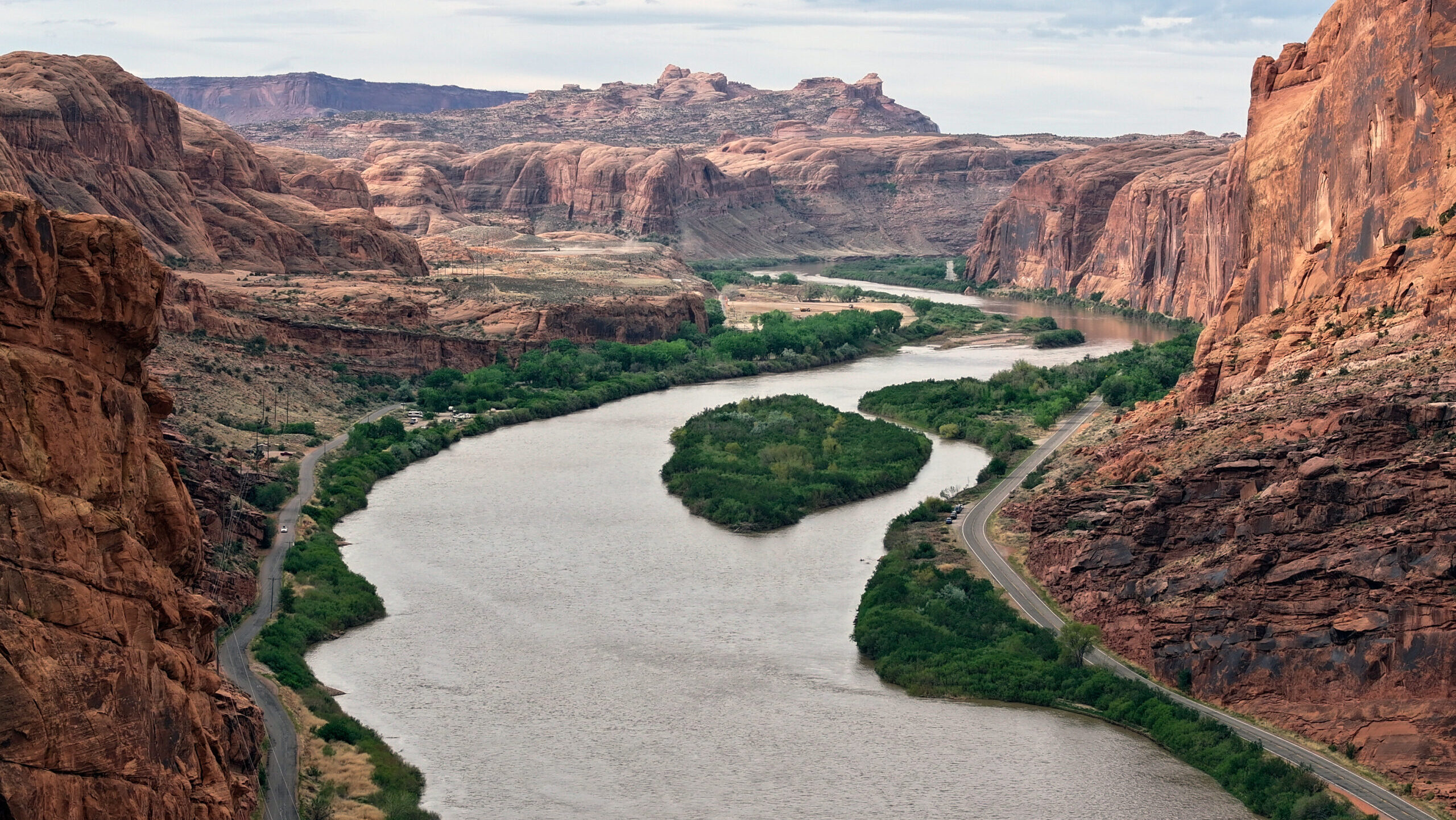 The Colorado River is pictured near Moab in Grand County on Friday, April, 26, 2024. A flood watch ...