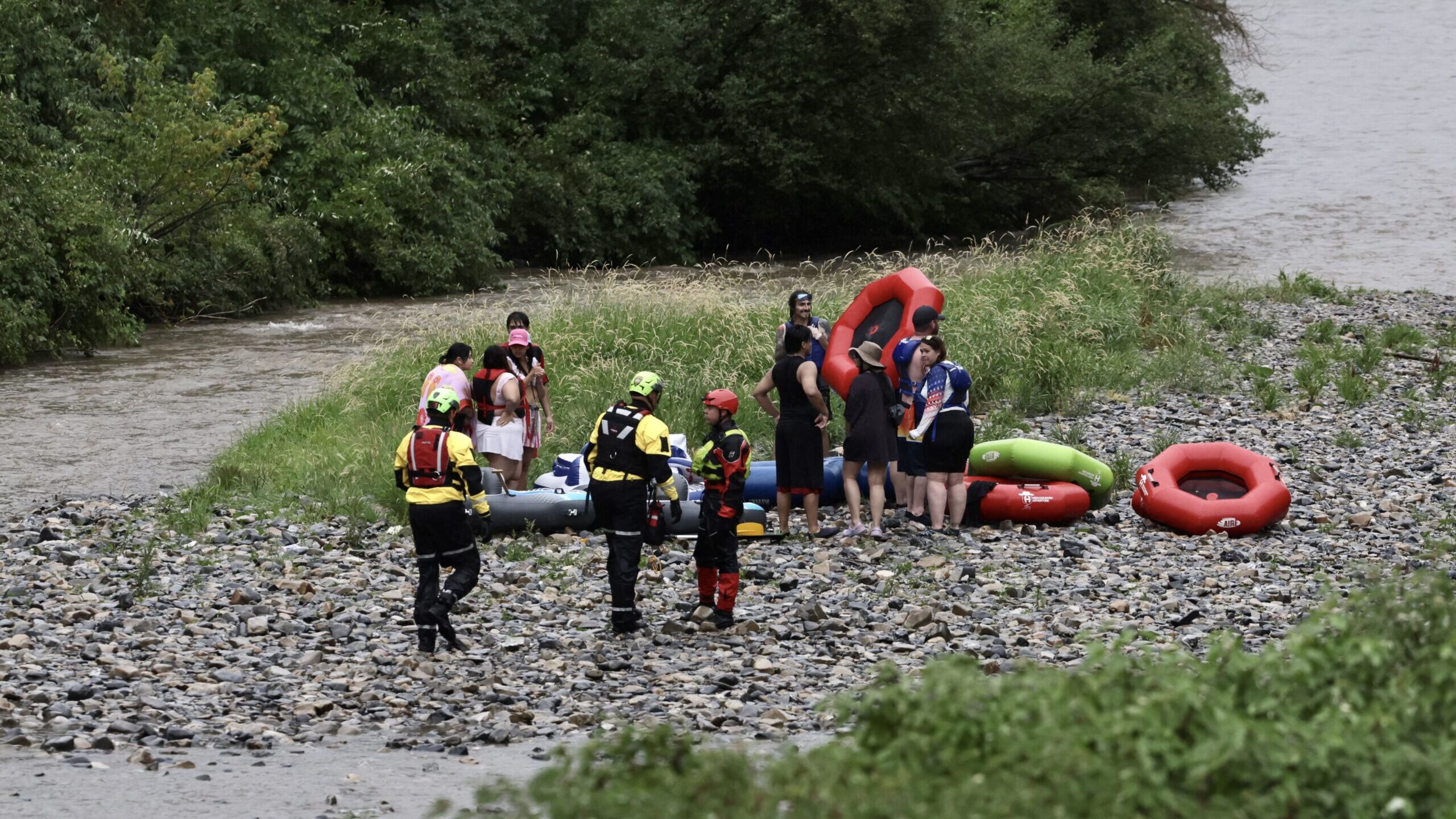 A photograph of the rescue on the Provo River Saturday afternoon....