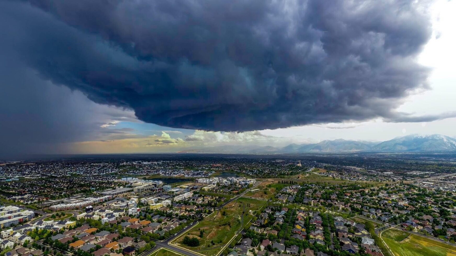 Thunderstorm moves over Daybreak, Utah on June 3, 2023. Parts of Utah have been issued a severe thu...