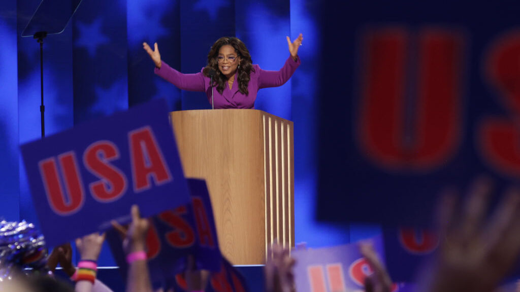 oprah winfrey was a surprise guest at the dnc on wednesday...