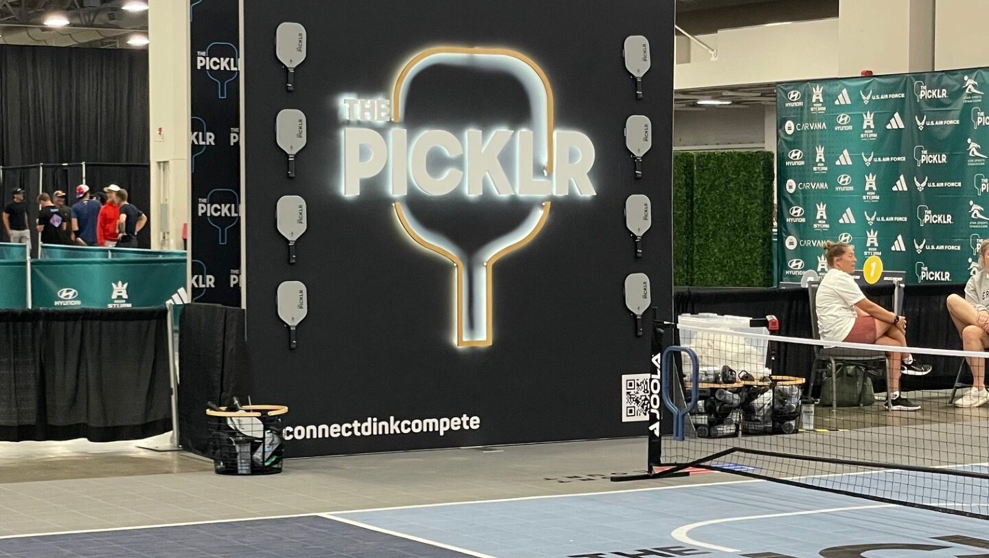 Picklr Utah Open sign at the PPA Tour Pickleball event...