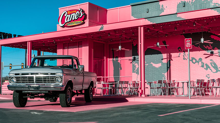 The 1971 F-150 truck used in Post Malone's album cover for "F-1 Trillion" in front of the Raising C...