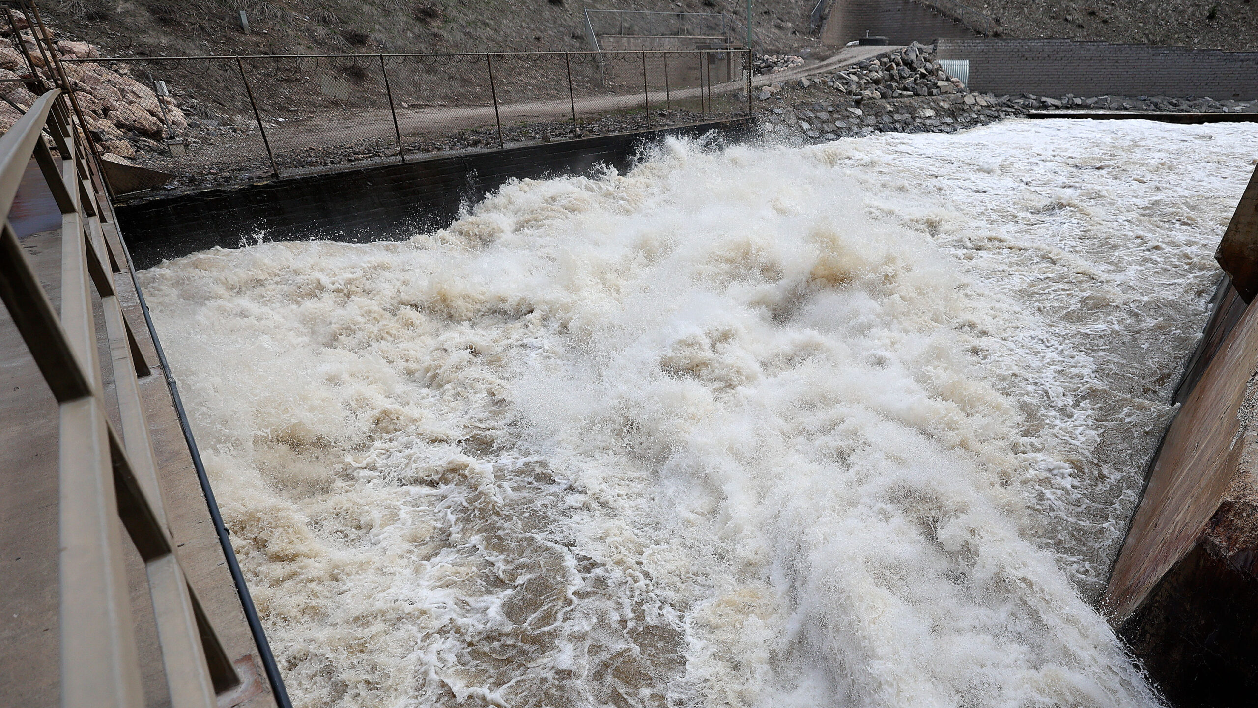 FILE: Water is released from the Pineview Dam at 1500 cfs into the Ogden River after a record snowf...