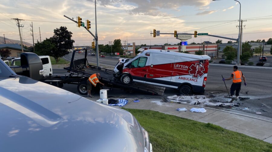 A two-vehicle crash involving an ambulance sent multiple people to the hospital on Monday, Aug. 5, ...