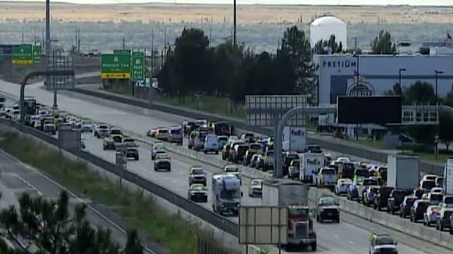 Traffic cam shot of the backup caused after a stolen car crashed near SR-201...