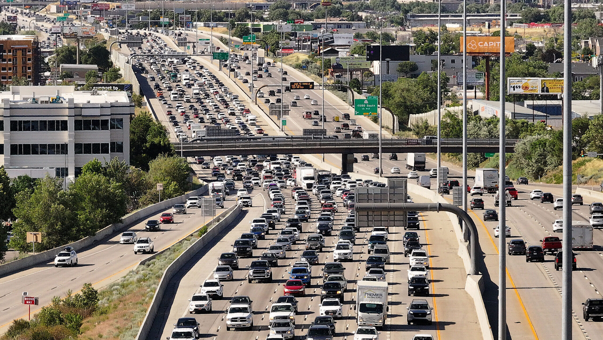 FILE: Motorists drive on I-15 in Salt Lake City...