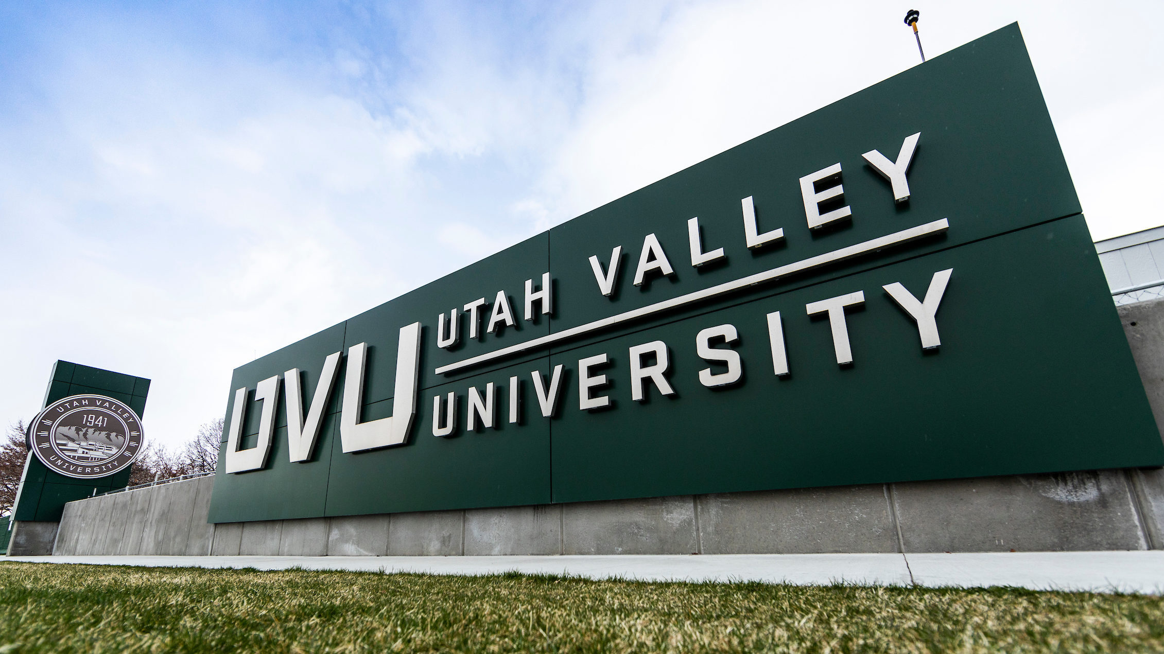 utah valley university sign pictured, uvu freshman housing now available for first time...