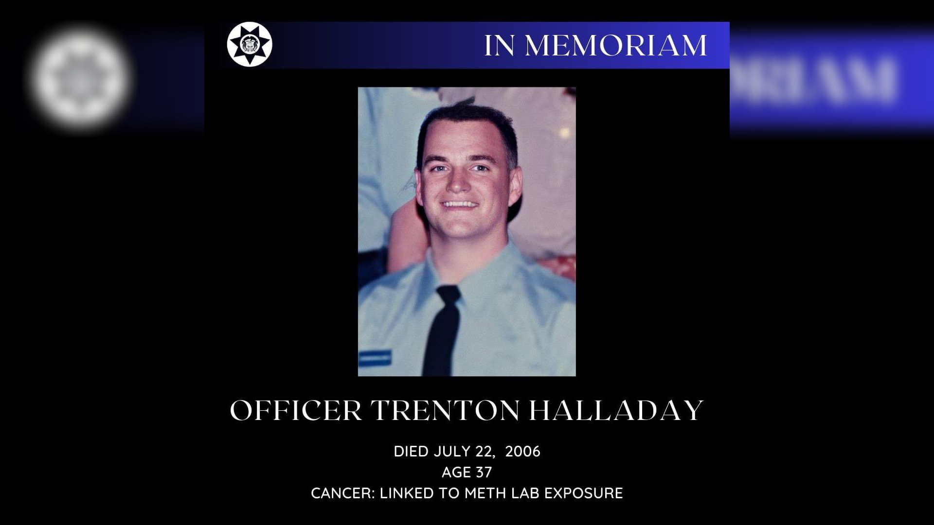 Officer Trenton Halladay pictured, he'll be added to the state's fallen officers memorial...