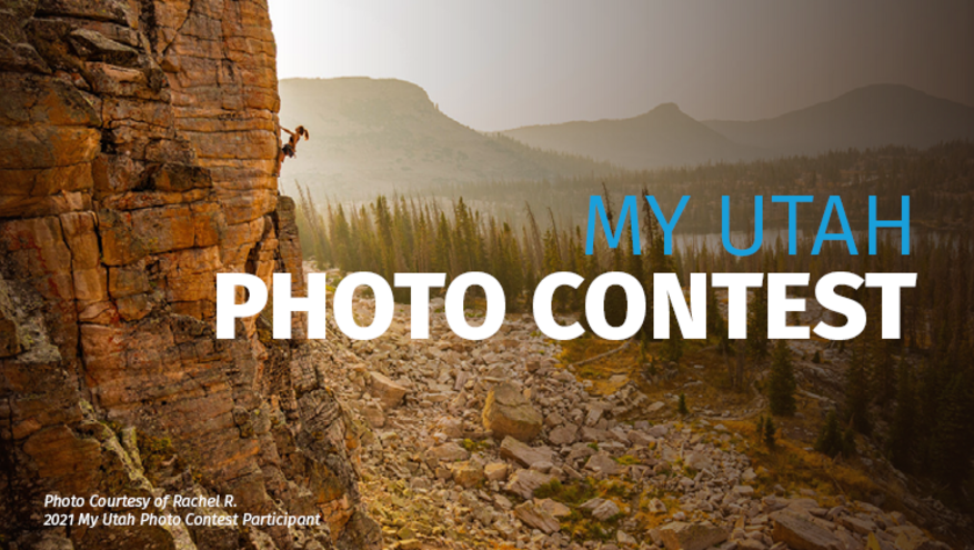 Image of a rock climber climbing a cliff in Utah...