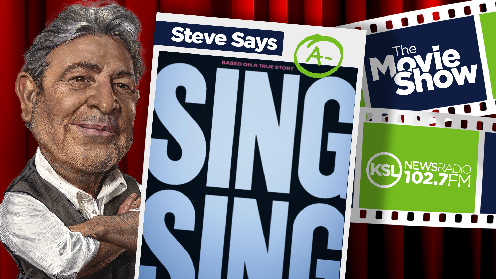 sing sing movie poster next to ksl movie show host steve salles...