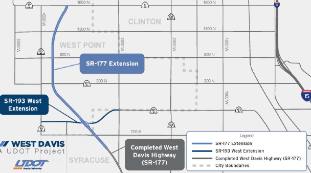 The map shows the proposed new section of the West Davis Corridor in Davis County also known as sta...