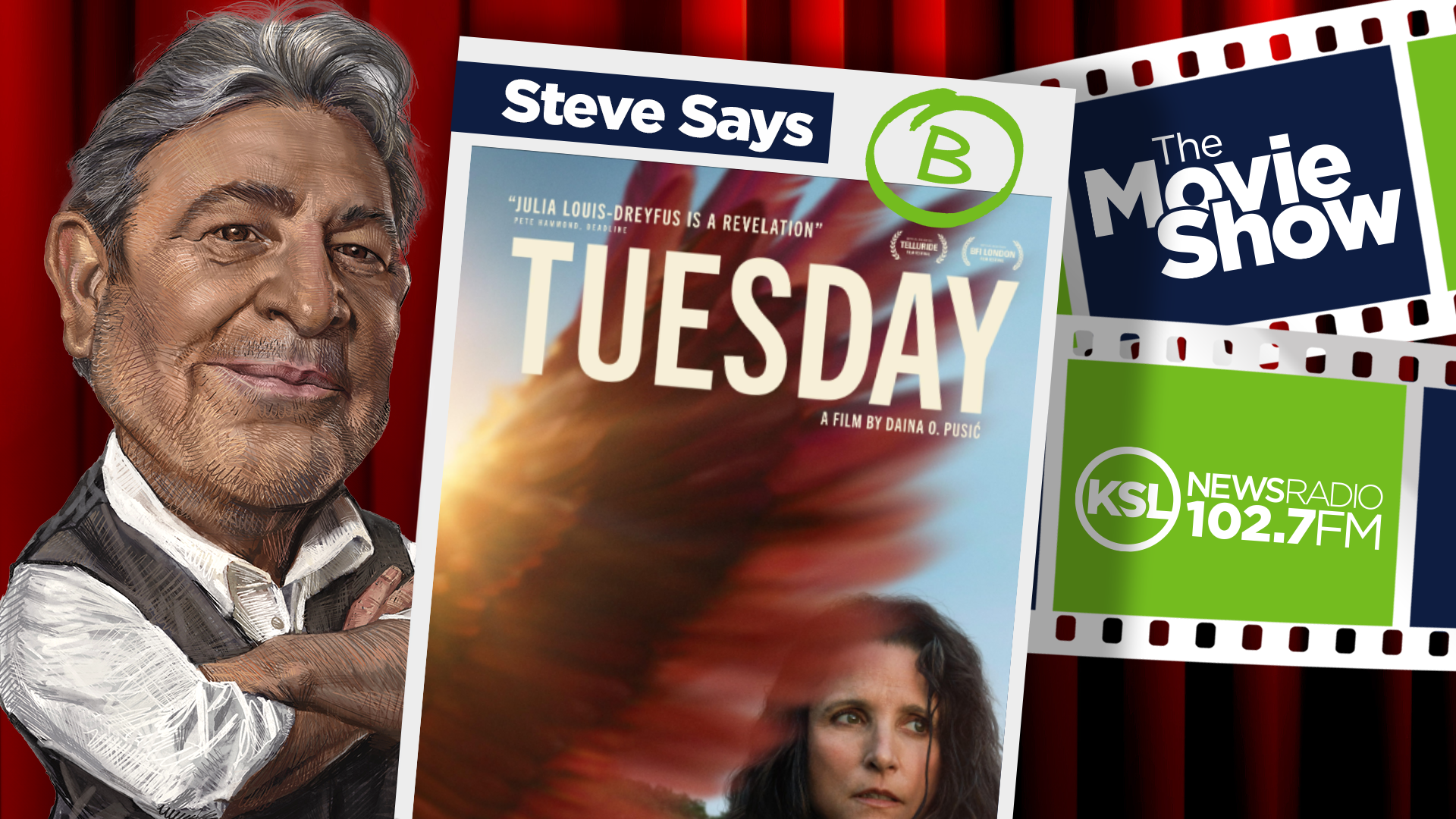 tuesday movie poster next to ksl movie show host steve salles...