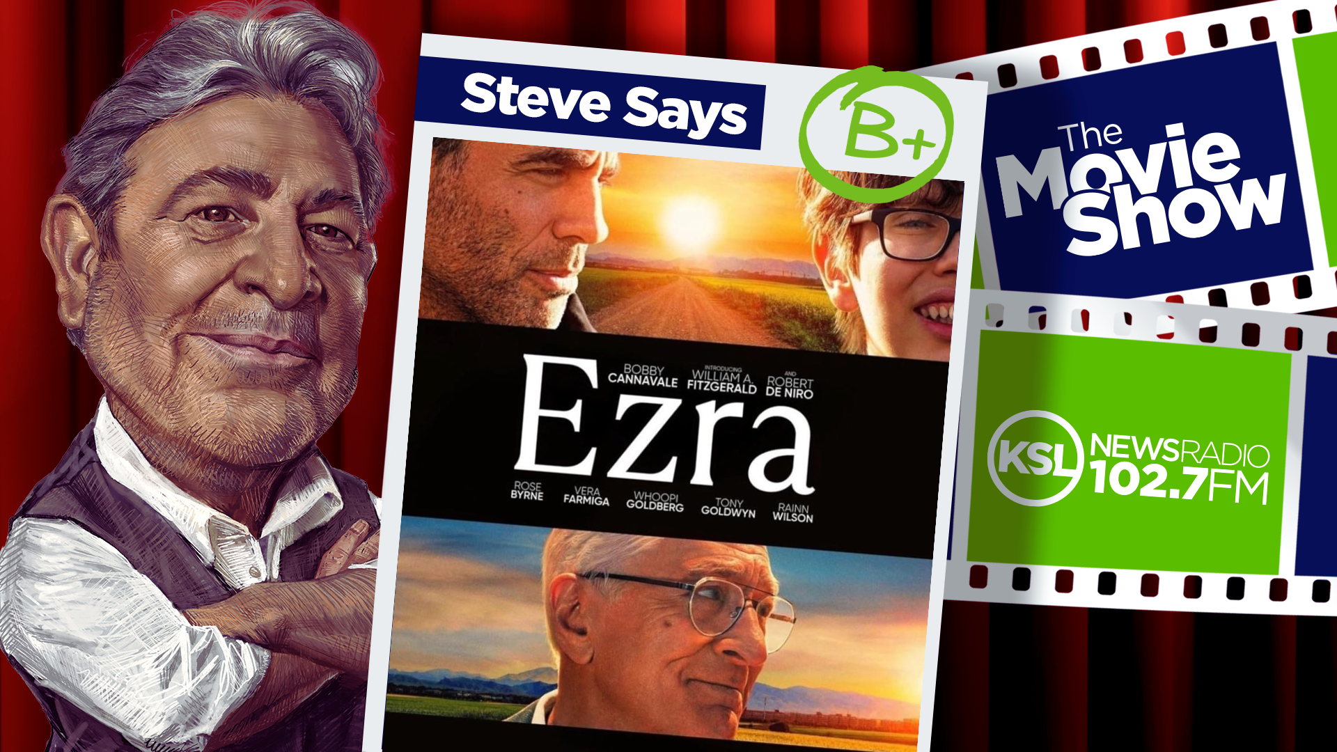 ksl movie show host steve salles next to ezra movie poster...